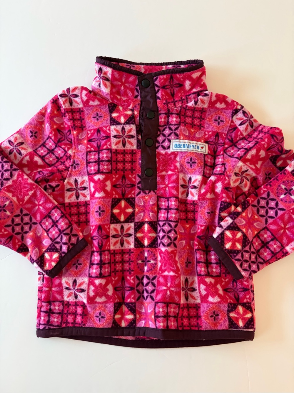 Obermeyer Girls' Pink & Magenta Patterned Fleece Hoodie 4T